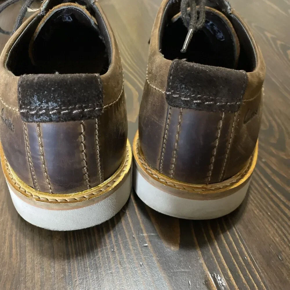 Clarks Brown Leather Lace-Up Derby Shoes Mens 7 Business Casual Career
